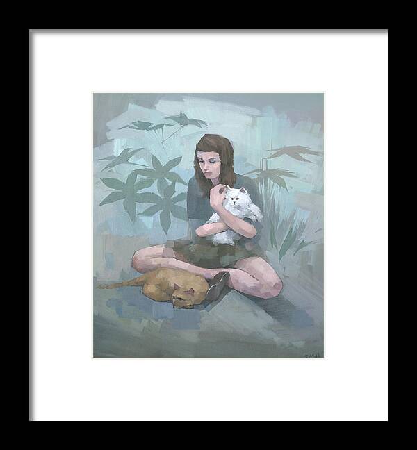 Cat Framed Print featuring the painting The Watchers by Steve Mitchell