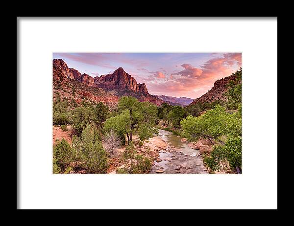 Zion National Park Framed Print featuring the photograph The Watchman Never Sleeps by Adam Mateo Fierro