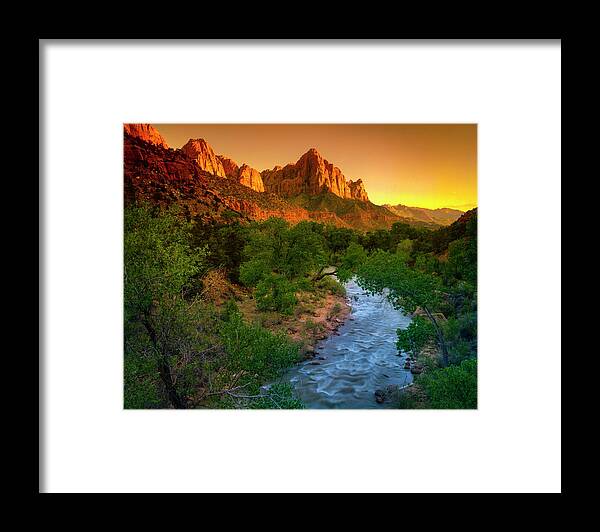 Mark Miller Photos Framed Print featuring the photograph The Watchman Sunset by Mark Miller