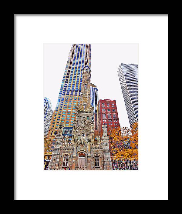 The Contrast Framed Print featuring the photograph The Water Tower in Autumn by Mary Machare