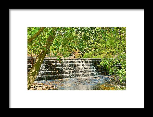 The Waterfall At Sesquicentennial State Park Framed Print featuring the photograph The Waterfall At Sesquicentennial State Park by Lisa Wooten