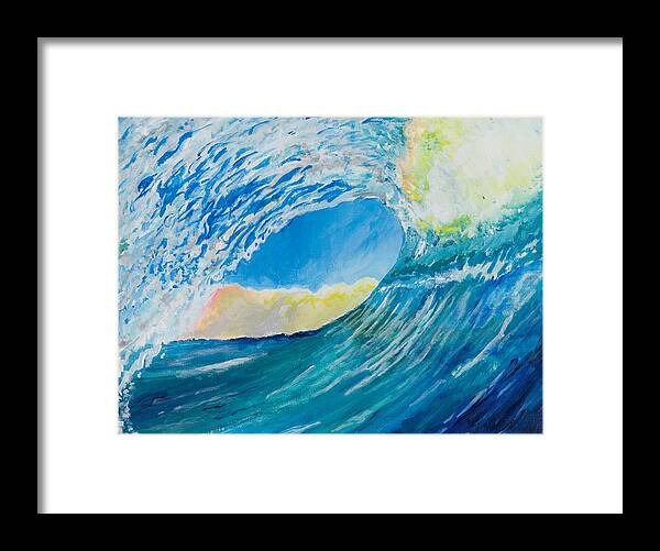 Water Framed Print featuring the painting The Wave by John Hopson