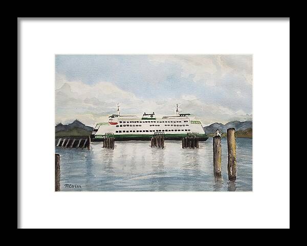 Ferry Framed Print featuring the painting The Way to Whidbey Island by M Carlen