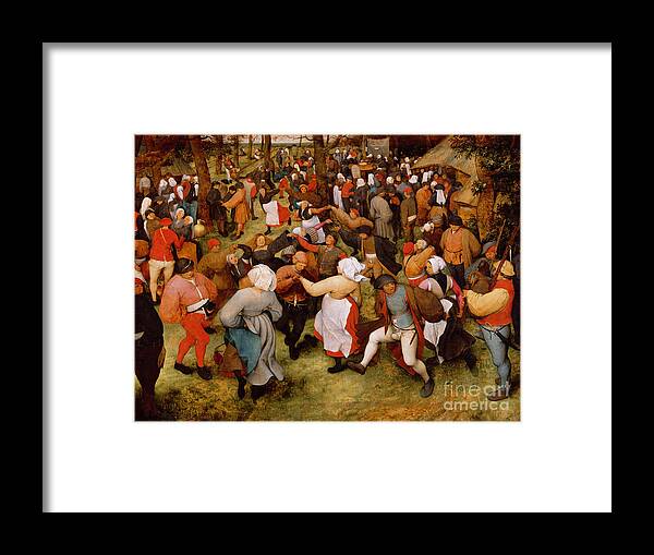 The Framed Print featuring the painting The Wedding Dance by Pieter the Elder Bruegel