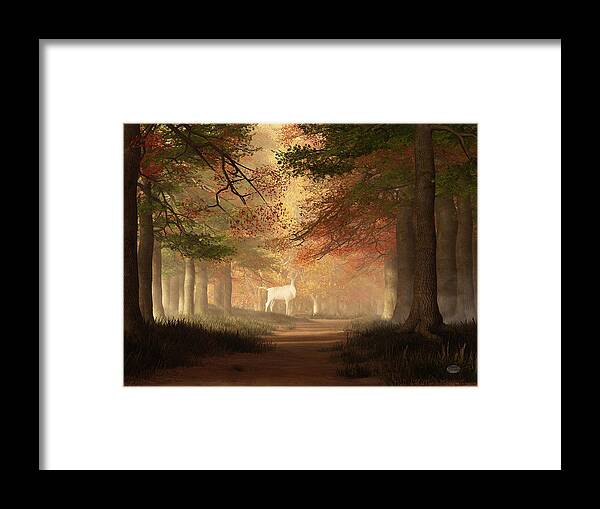 The White Elk Framed Print featuring the digital art The White Elk by Daniel Eskridge