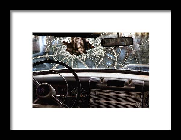 Junk Car Framed Print featuring the photograph The Windshield by Daniel George
