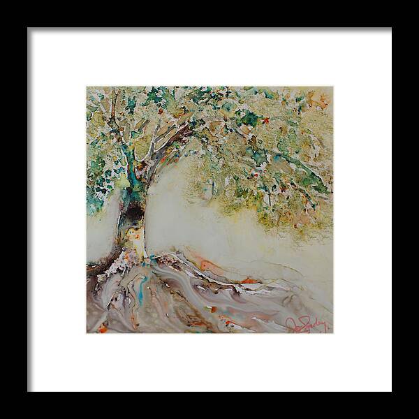 Landscape Framed Print featuring the painting The Wisdom Tree by Jo Smoley