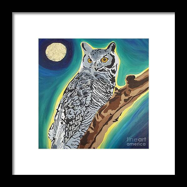 Owl Framed Print featuring the painting The Wise One by Amy Pugh