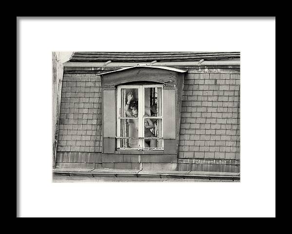Art Framed Print featuring the photograph The woman at the window by Philippe Taka