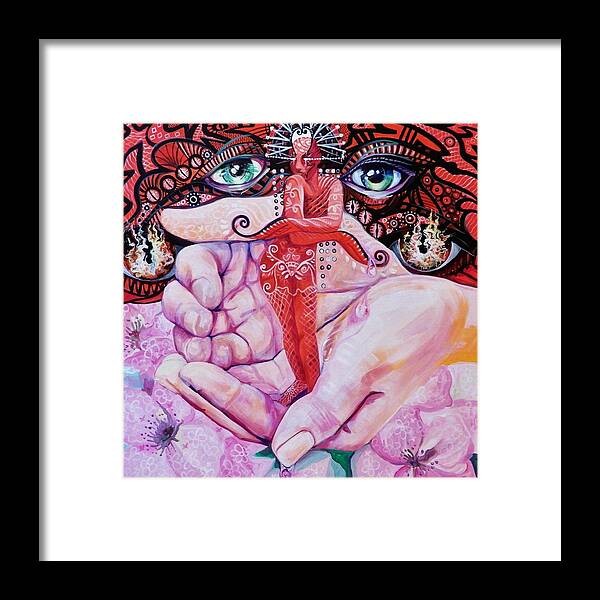 Red Butterfly Framed Print featuring the painting Red Butterfly #2 by Yelena Tylkina