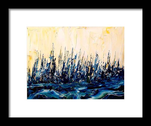 Abstract Oil Landscape Painting Framed Print featuring the painting The Woods - Blue No.2 by Desmond Raymond