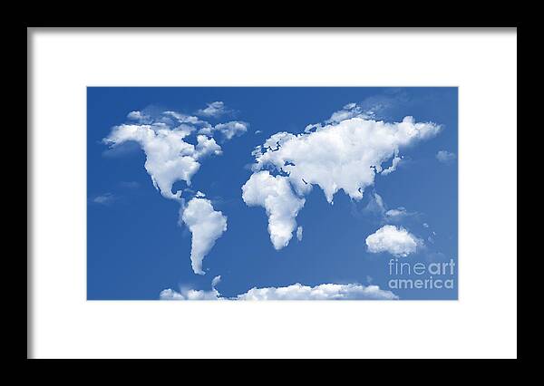 World Framed Print featuring the digital art The World In The Clouds by Peter Awax