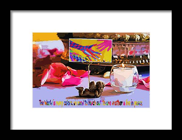 Angels Framed Print featuring the digital art The World is Many Colors by Laura Smith