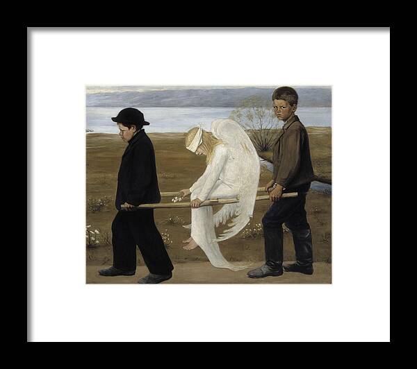 The Wounded Angel - Der Verwundete Engel (1903) Hugo Simberg Framed Print featuring the painting The Wounded Angel #1 by MotionAge Designs