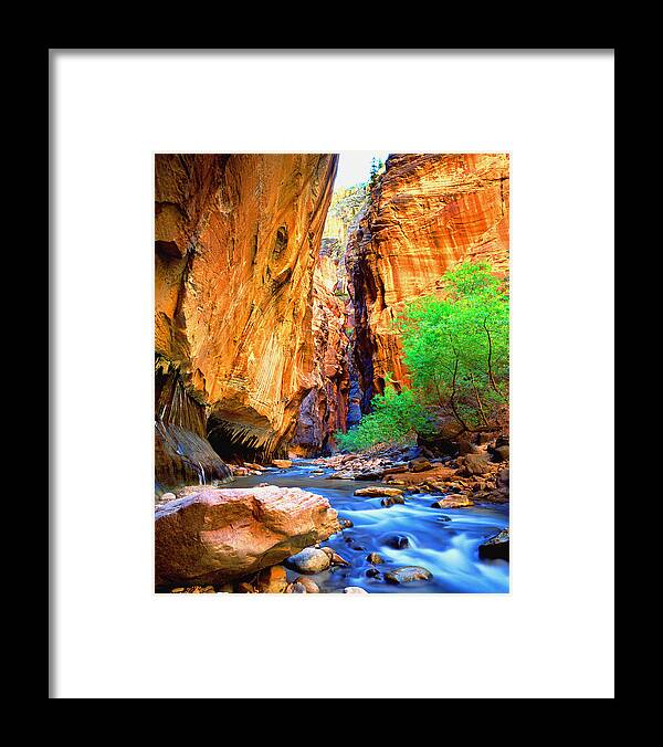 Zion-virgin River-landscape-nat'l Park Framed Print featuring the photograph The Zion Narrows by Frank Houck