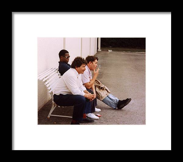 Persons On Bench Framed Print featuring the photograph Then there were Three by Harvie Brown