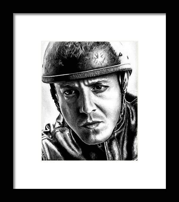 Theo Rossi Framed Print featuring the drawing Theo Rossi as Juice Ortiz by Rick Fortson