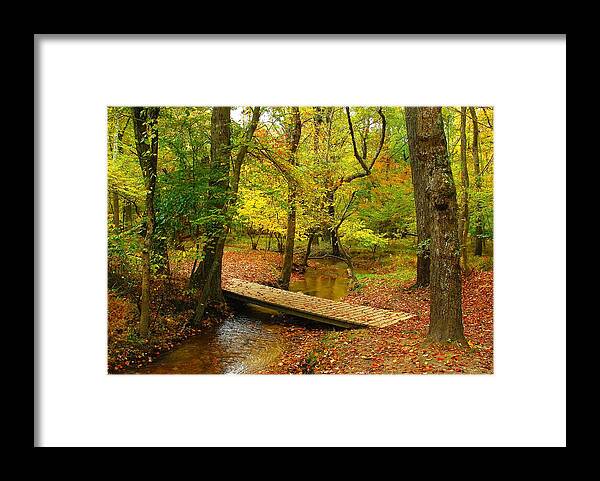 Autumn Landscapes Framed Print featuring the photograph There Is Peace - Allaire State Park by Angie Tirado