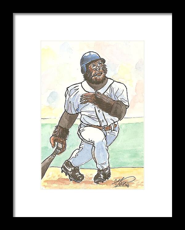 Baseball Framed Print featuring the painting There It Is by George I Perez