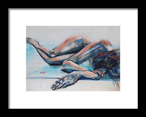 Woman Framed Print featuring the painting These Feelings Won t Go Away by Christel Roelandt