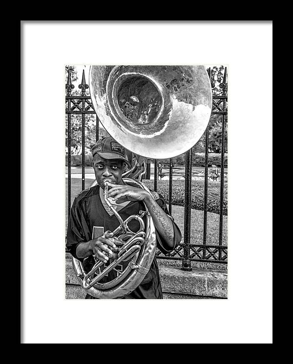 Portrait Framed Print featuring the photograph They Say It's The Sousaphone Players You Have To Look Out For... by Kirk Cypel