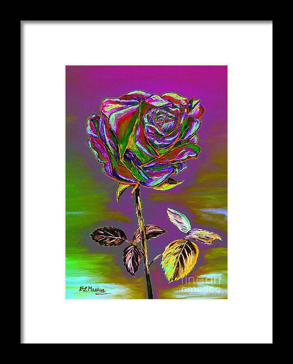 Rose Framed Print featuring the painting Thinking of you. by Loredana Messina