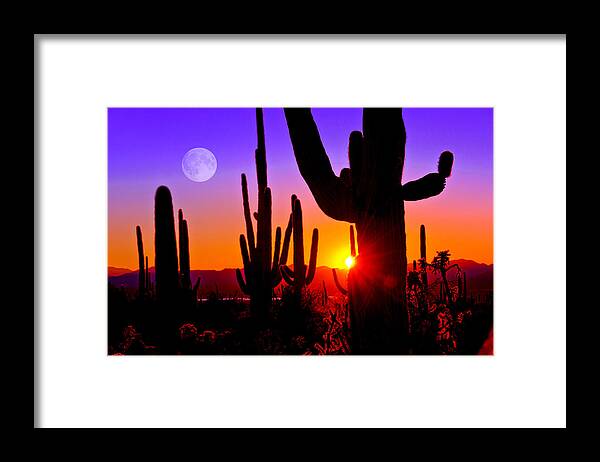 Arizona Framed Print featuring the photograph Third Sunset at Saguaro by John Hoffman
