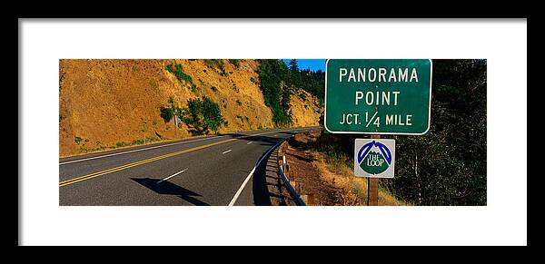 Photography Framed Print featuring the photograph This Is A Road Sign That Says Panorama by Panoramic Images