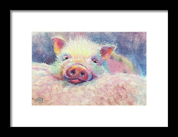 Baby Pig Framed Print featuring the painting This Little PIggy by Susan Jenkins