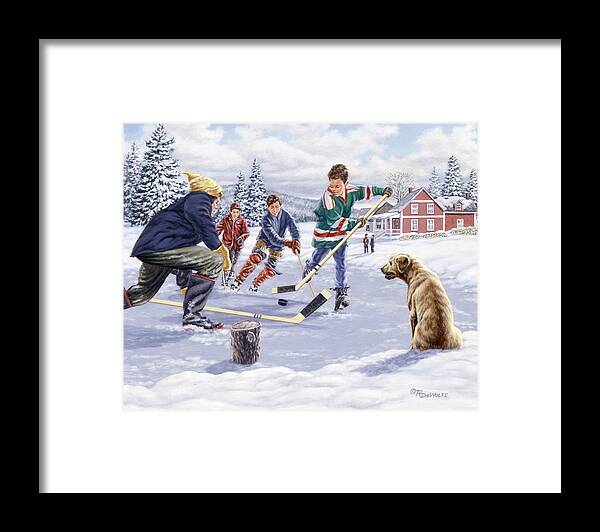 Hockey Framed Print featuring the painting This Time For Sure by Richard De Wolfe