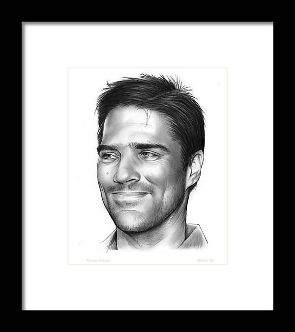 Thomas Gibson Framed Print featuring the drawing Thomas Gibson by Greg Joens