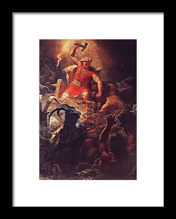 Thor Framed Print featuring the painting Thor God of the Vikings by Marten Eskil Winge