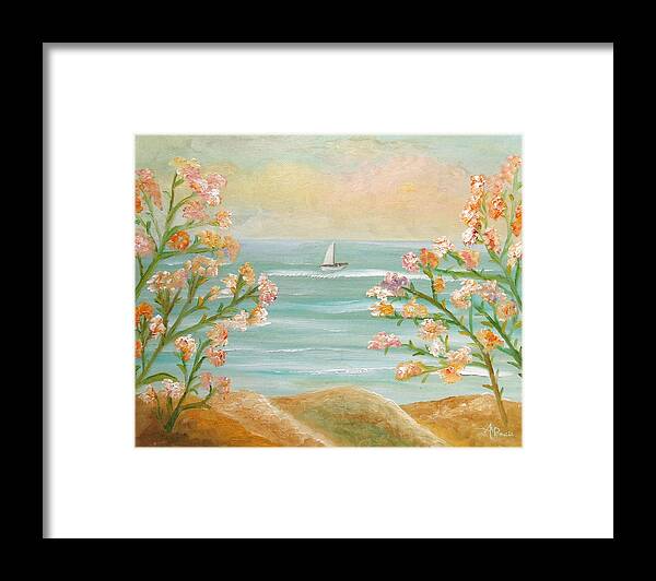 Seascape Framed Print featuring the painting Those Splendid Summers by Angeles M Pomata