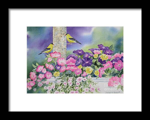 Gold Finch Framed Print featuring the painting Thoughts Of You by Deborah Ronglien