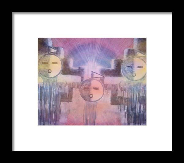 Native American Framed Print featuring the painting Three Angels of the Thunder Clouds by Anastasia Savage Ealy