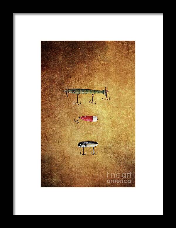 Lure Framed Print featuring the photograph Three Antique Fishing Lure by Stephanie Frey