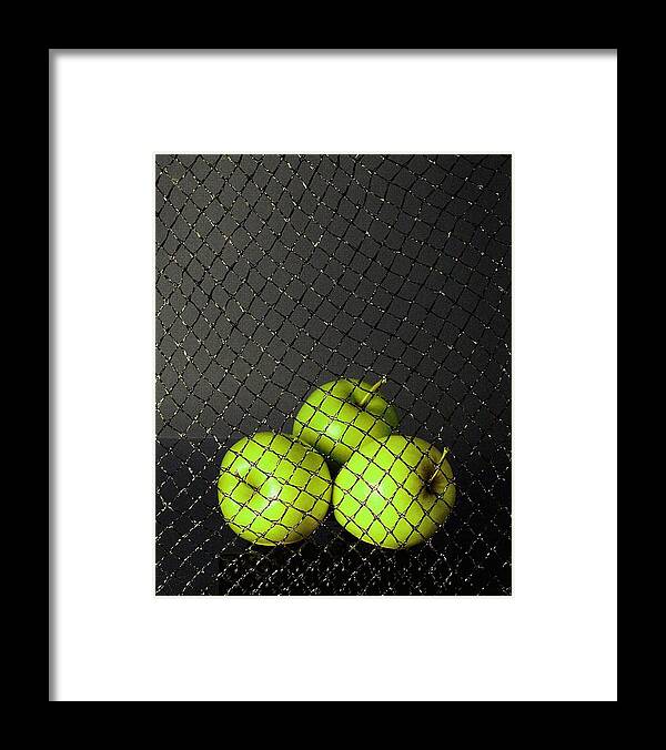 Three Apples Framed Print featuring the photograph Three Apples by Viktor Savchenko