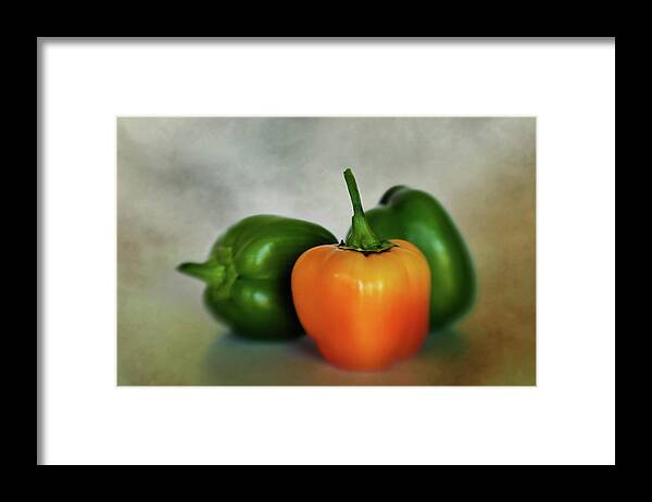 Agriculture Framed Print featuring the photograph Three Bell Peppers by David and Carol Kelly