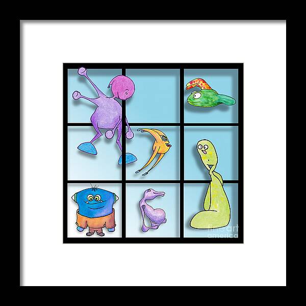 Art Framed Print featuring the digital art Three By Whee by Uncle J's Monsters