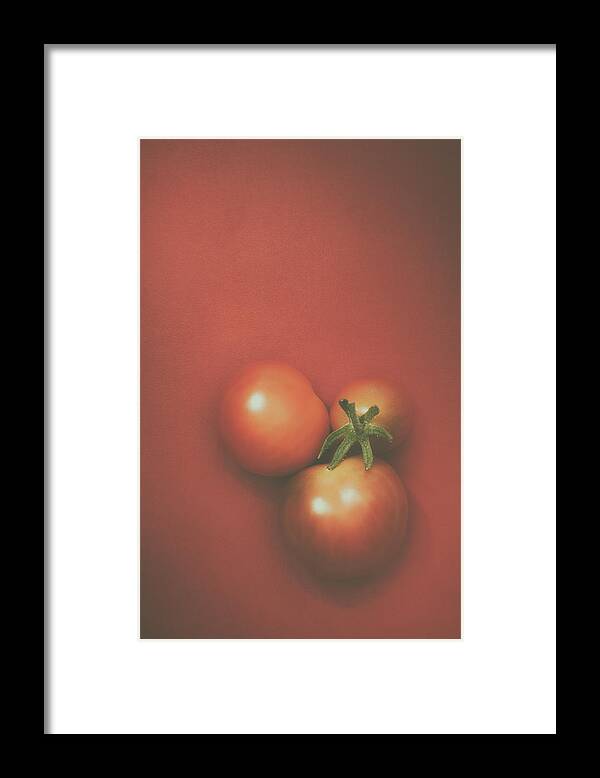 Fruit Framed Print featuring the photograph Three Cherry Tomatoes by Scott Norris