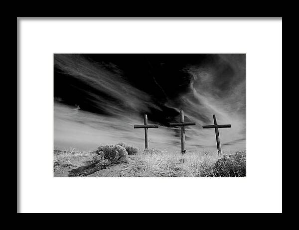 Cross Framed Print featuring the photograph Three crosses by Carolyn D'Alessandro