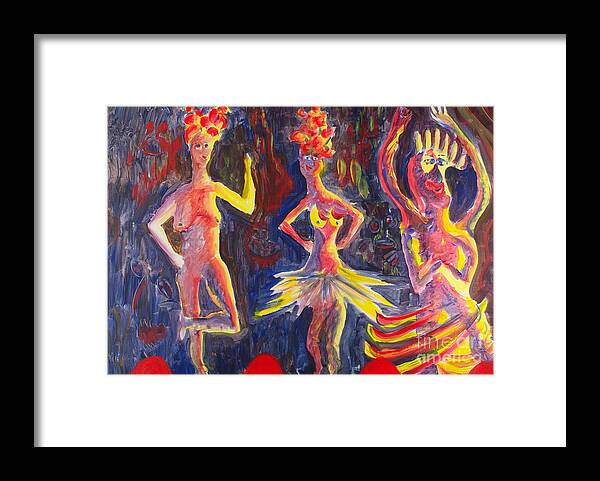 Dancers Framed Print featuring the painting Three Dancers by Walt Brodis