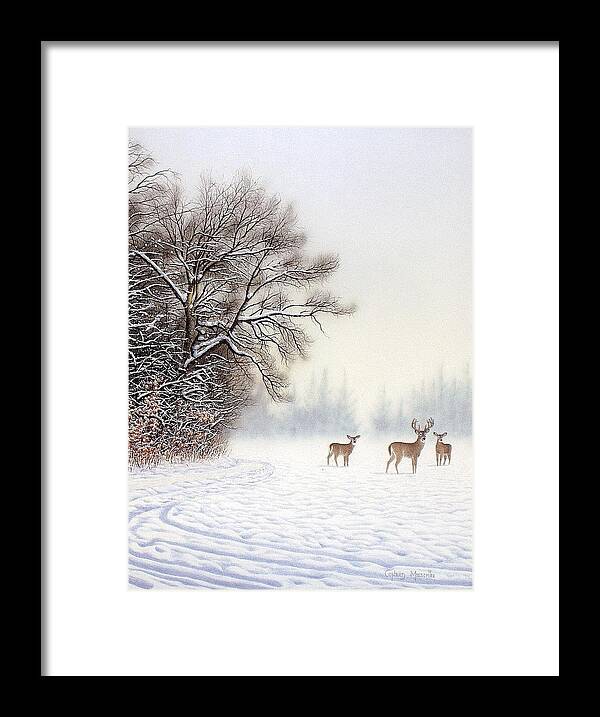 Landscape Framed Print featuring the painting Three is Company by Conrad Mieschke