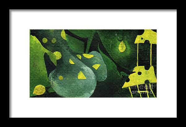 Lemon Framed Print featuring the painting Three lemons by Maya Manolova