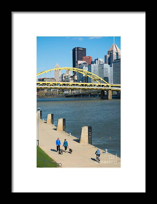 Three Rivers Heritage Trail Framed Print featuring the photograph Three Rivers Heritage Trail along the Allegheny River Pittsburgh Pennsylvania by Amy Cicconi
