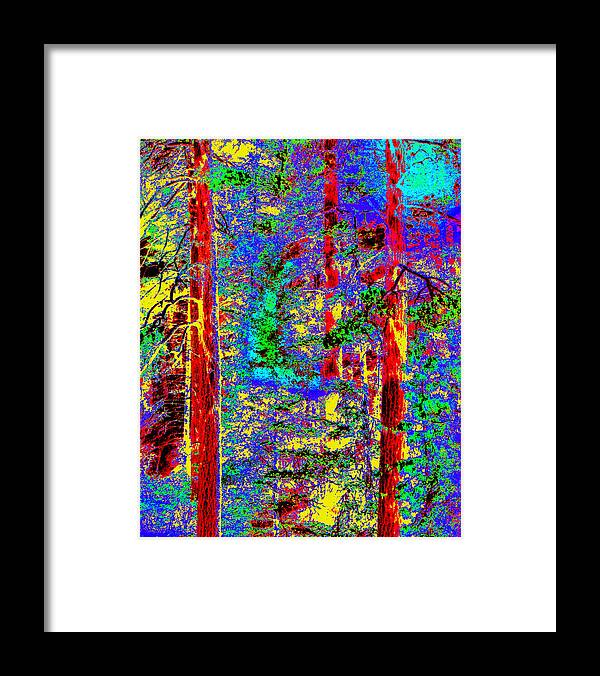 Oak Creek Canyon Framed Print featuring the digital art Three Trees of Oak Creek Canyon II by Joe Hoover