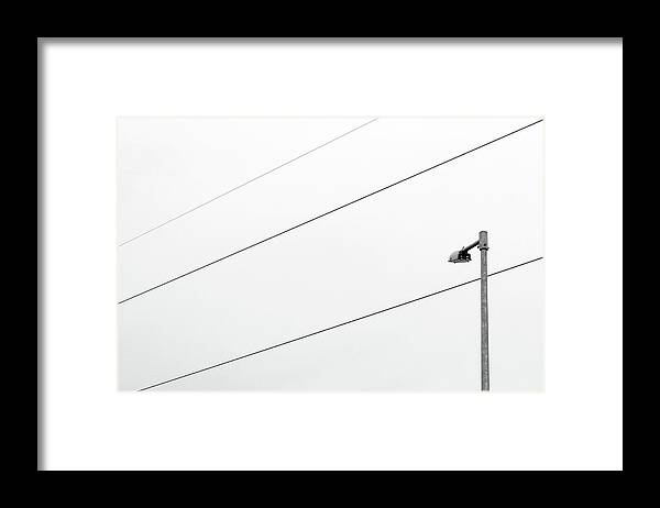 Minimal Framed Print featuring the photograph Three Wires and a Street Lamp by Prakash Ghai