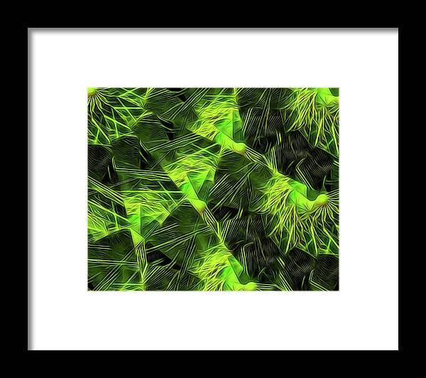 Abstract Framed Print featuring the digital art Threshed Green by Ronald Bissett