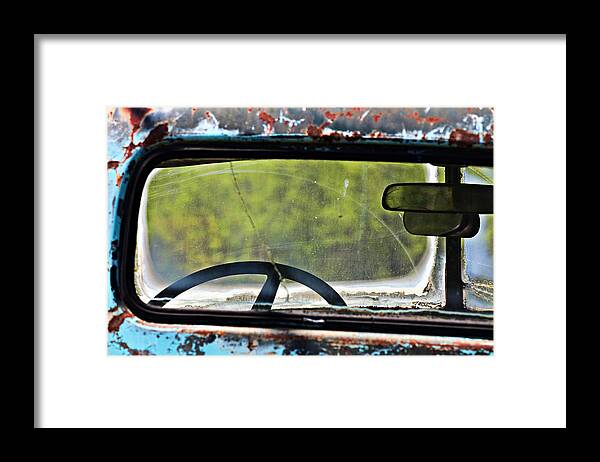 Chevrolet Framed Print featuring the photograph Through The Back Window- Antique Chevrolet Truck- Fine Art by KayeCee Spain