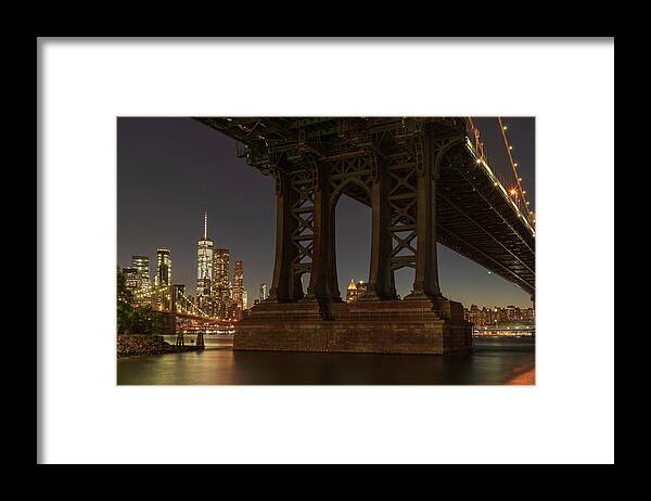 Manhattan Bridge Framed Print featuring the photograph Through The Bridge by Samantha Kennedy
